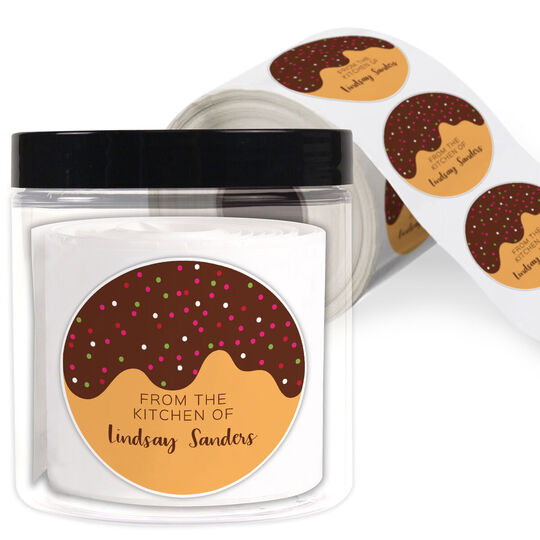 Frosting with Sprinkles Round Gift Stickers in a Jar